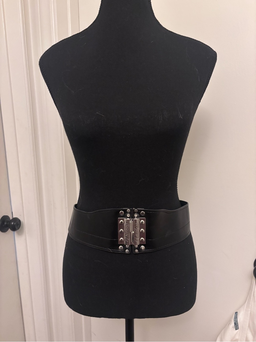 Dereon Black Wide Waist Belt with Silver Studded Buckle